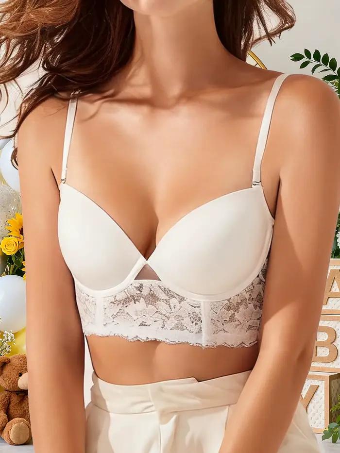 Soutien-gorge dos nu en U pour femmes à forte poitrine, effet minimisant, rassembleur et anti-affaissement, dentelle sexy, style fin invisible, dos élégant, soutien-gorge grande taille