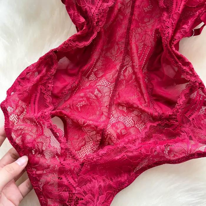 Femmes Sexy licou dentelle body Chic mode élastique Bodycone combinaisons printemps chaud doux gothique combishorts