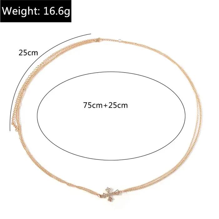 Chaîne de taille croisée en cristal gothique bohémien, chaînes de ceinture de ventre, plage d'été, bijoux de corps Sexy pour femmes et filles, bijoux de fête