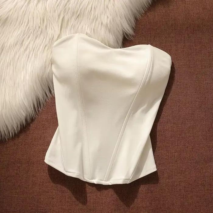 Body gainant pour femme, style européen, sexy, taille haute, coupe ajustée, motif Fishbone Wrap, avec coussinets de soutien-gorge intégrés et bretelles antidérapantes