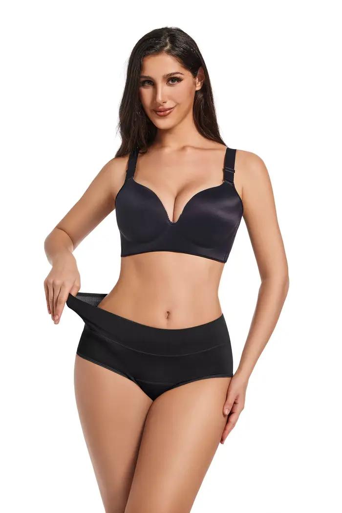 Lot de 2 culottes menstruelles pour femmes, 4 couches, culottes menstruelles à flux très abondant, taille haute, culottes absorbantes pour le Cycle menstruel
