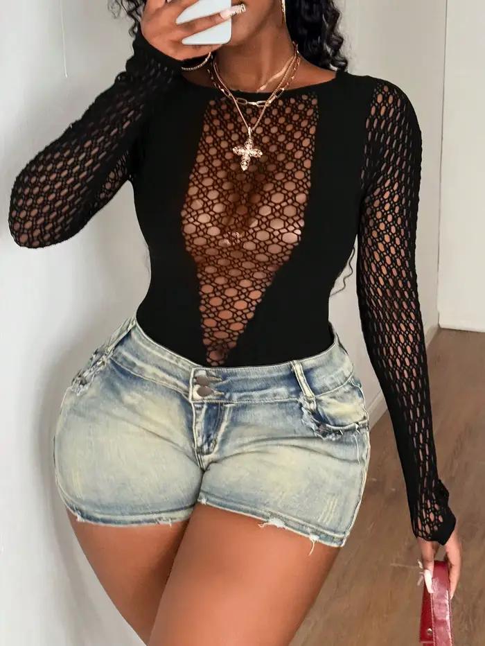 Sexy přiléhavé body pro ženy s dlouhým rukávem