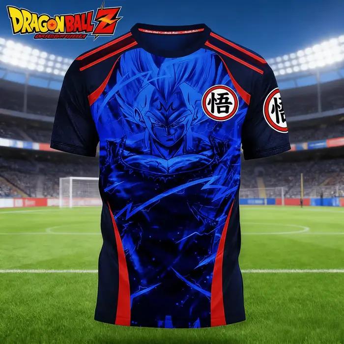 T-shirt 3D Dragon Ball Été 2026 Oversize Majin Vegeta Imprimé Éclair Bleu Respirant Gym Streetwear Unisexe Hommes Femmes Enfants