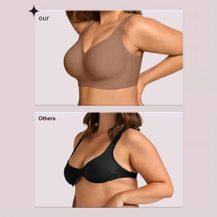 Soutien-gorge Push Up lisse et col en V pour femmes, sans couture, amovible, rembourré, doux, confortable, sans fil, Anti-affaissement