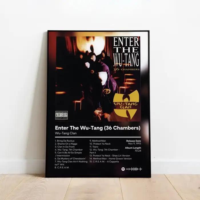 Affiche imprimée W-Wu-T-Tang Clan 36 chambres, couverture d'album de musique, tableau d'art mural, peinture sur toile, décoration de salon et de maison