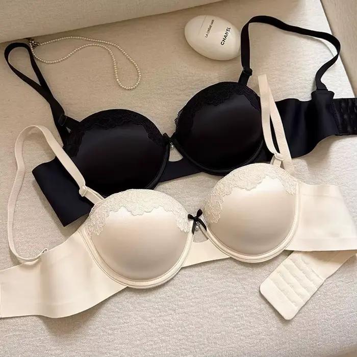 Soutien-gorge sexy en dentelle imprimé léopard pour femme, nouveau style français, effet push-up avec design rehaussé et épaissi