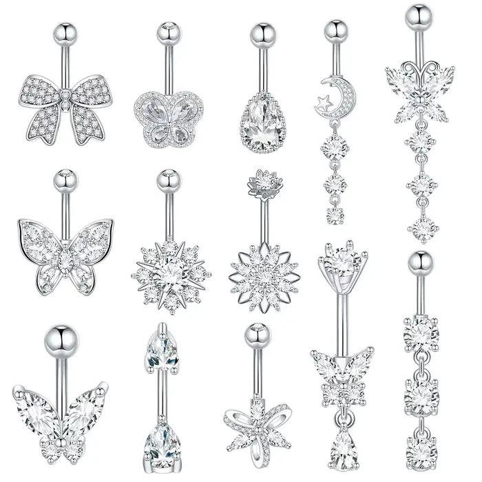  1pc nombril Piercing pour femmes Zircon lune papillon nombril anneau Cartilage nombril boucle d'oreille bijoux Piercing ombligo