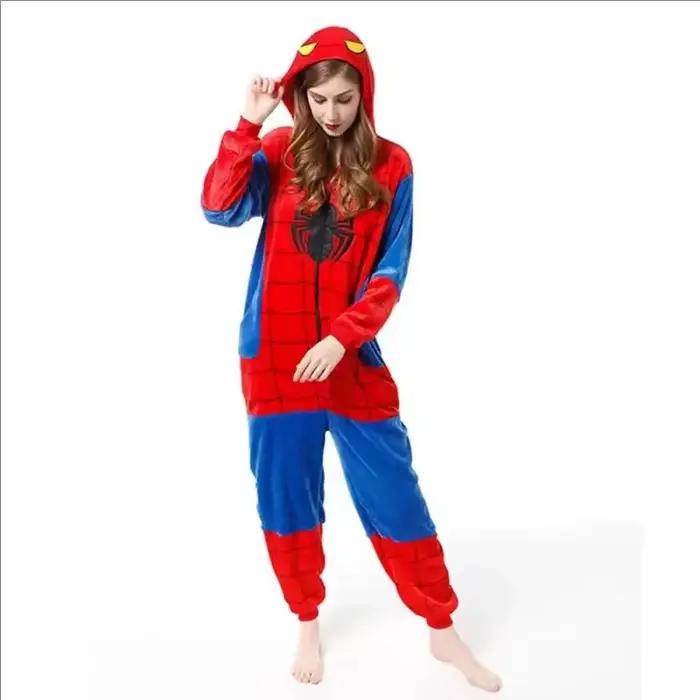 Ensemble de pyjama rouge araignée pour enfants, vêtements de nuit Kigurumi à capuche, glouton, cosplay de dessin animé animal, garçon, fille