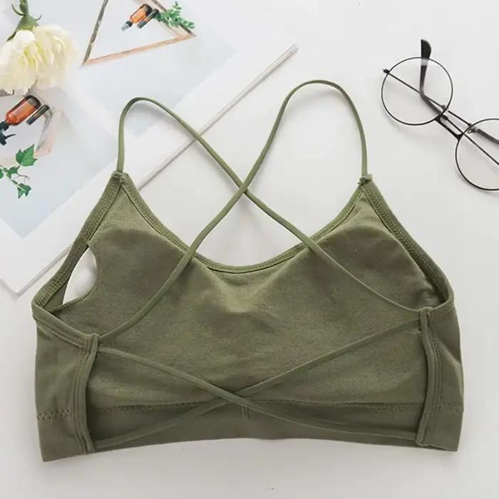 Soutien-gorge Push Up respirant à bretelles croisées pour femme, brassière de sport, yoga, gym, fitness, beauté du dos