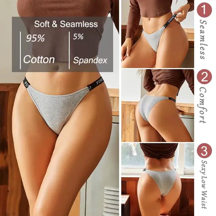 4 pièces/ensemble femmes coton culottes Sexy caleçons taille basse femme slips Finetoo lettres string couleur unie Lingerie intime M-XL