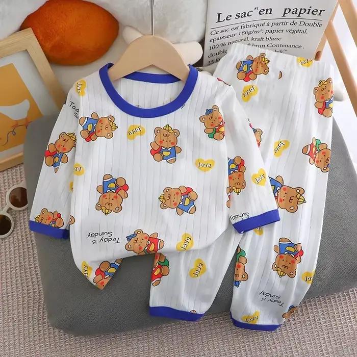 Pyjama d'été pour bébé, pantalon à manches longues pour enfants, vêtements de maison, sous-vêtements en coton, pyjama fin, vêtements de climatisation