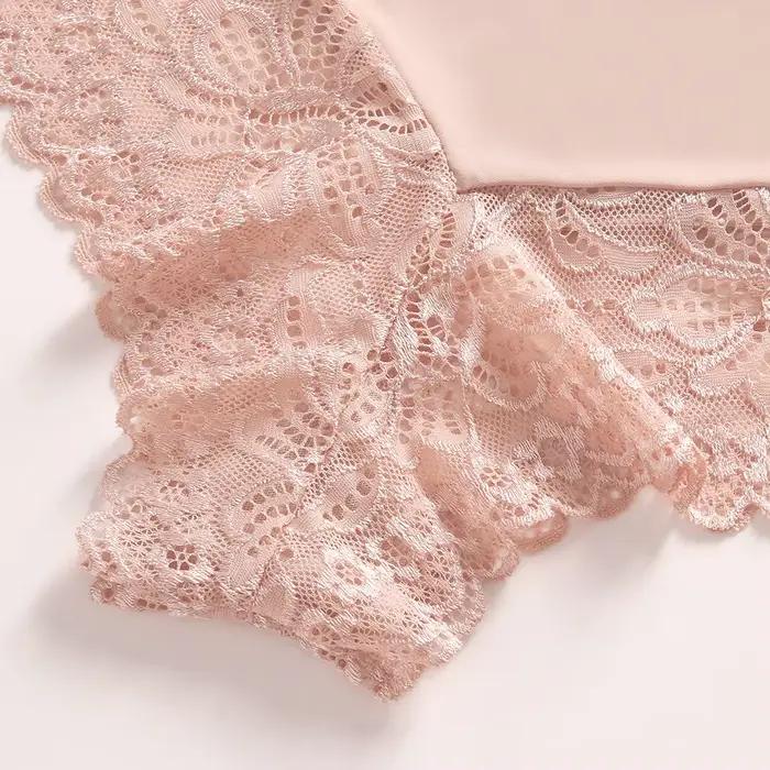 Culotte en Dentelle Transparente pour Femme, Sous-Vêtement Romantique, Sans Couture, Couleur Unie, Taille Basse