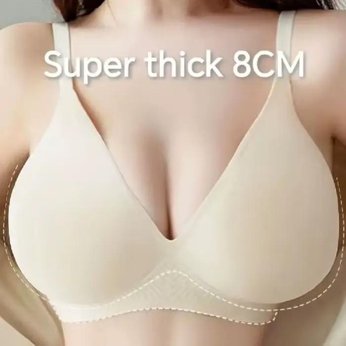 Poitrine plate épaissie 8CM bonnets Push Up soutien-gorge sans anneau en acier sans couture Invisible ascenseur petite poitrine amélioration B C tasse soutien-gorge
