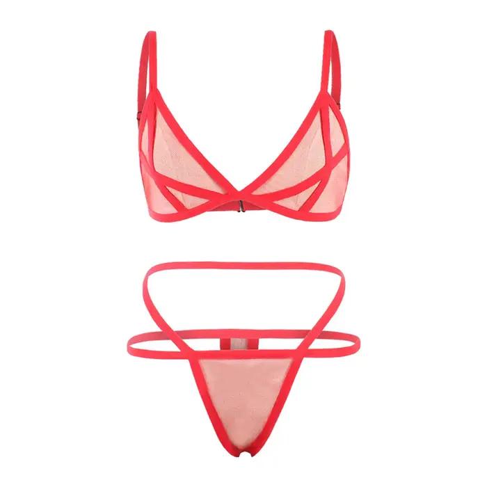 Ensemble de lingerie à armatures en maille d'acier pour femmes, sous-vêtements, vêtements de nuit, tenue sexy, vêtements pour femmes, 2 pièces
