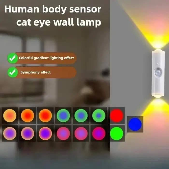 Lampe murale intelligente à dégradé RGB avec capteur de mouvement magnétique rechargeable pour chambre, salle de bain, placard, jardin, décoration intérieure