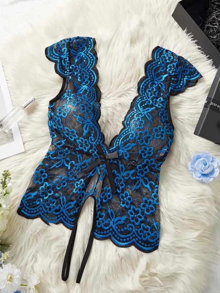 Lingerie sexy pour femme, body transparent en dentelle, pyjama une pièce, décolleté plongeant, entrejambe ouvert, dos nu, robe babydoll exotique, costumes
