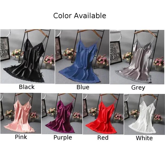Offre spéciale femmes Sexy Satin chemise de nuit dentelle vêtements de nuit pour Lingerie vêtements de nuit dames Mini Robe courte Robe de nuit