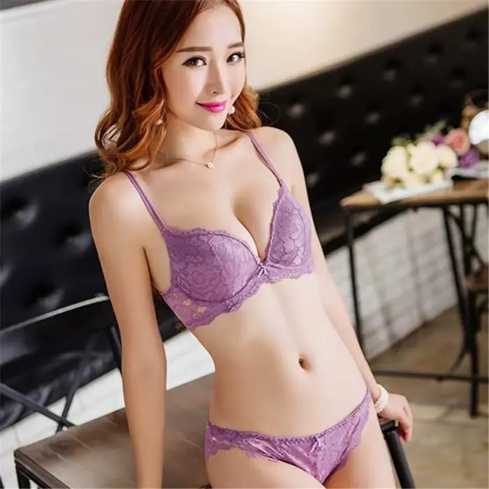 Soutien-gorge brodé en dentelle avec nœud papillon pour femme, sous-vêtement sexy, ensemble de lingerie, sous-vêtement de marque, bonnet A et B