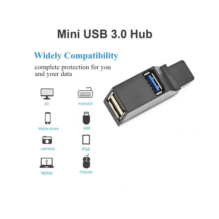 Adaptateur HUB USB 3.0, Mini boîtier répartiteur 1 à 3 ports, USB 2.0 haute vitesse pour PC portable, lecteur de carte U Disk