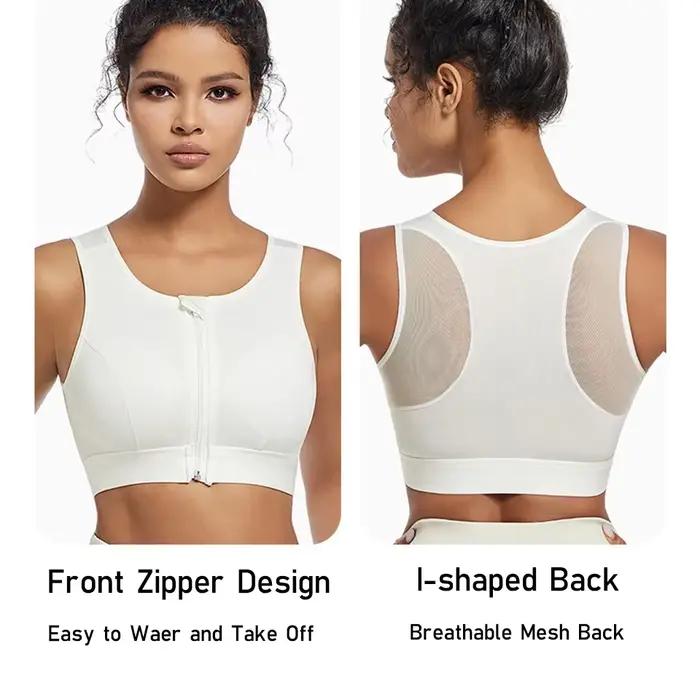 Soutien-gorge de sport grande taille pour femmes, haute résistance, absorbant les chocs, haut de course, fermeture éclair, sans support en acier, sous-vêtements, gilet de Yoga