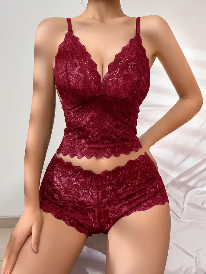 Ensemble de lingerie sexy en dentelle florale transparente pour femme, soutien-gorge sans armatures et sans rembourrage, culotte, sous-vêtements romantiques et confortables, cadeau pour les sorties qu