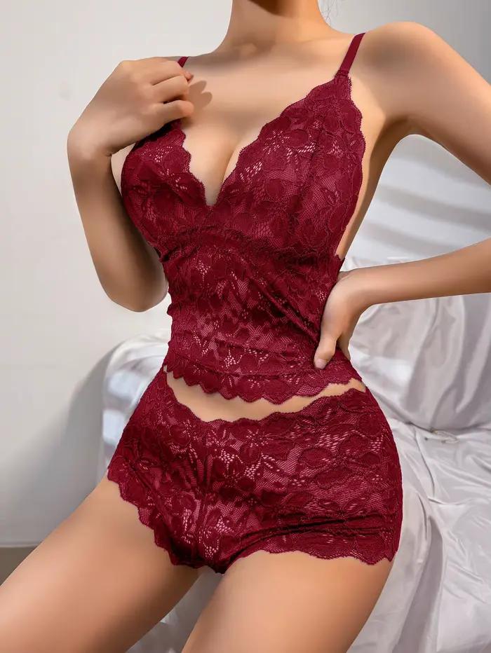 Ensemble de lingerie sexy en dentelle florale transparente pour femme, soutien-gorge sans armatures et sans rembourrage, culotte, sous-vêtements romantiques et confortables, cadeau pour les sorties qu