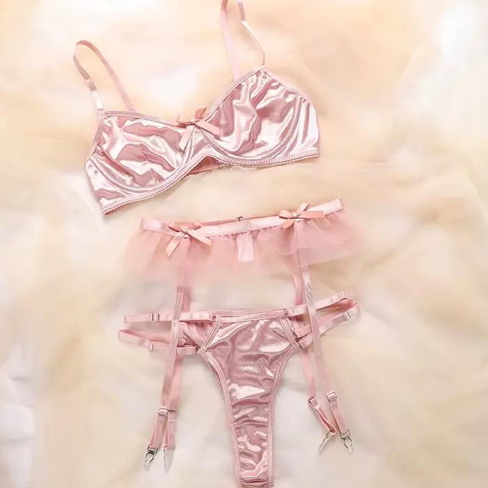 Ensemble de lingerie française en promotion pour filles, avec un nœud exquis, respirant, pantalon et soutien-gorge confortables et amples pour femmes