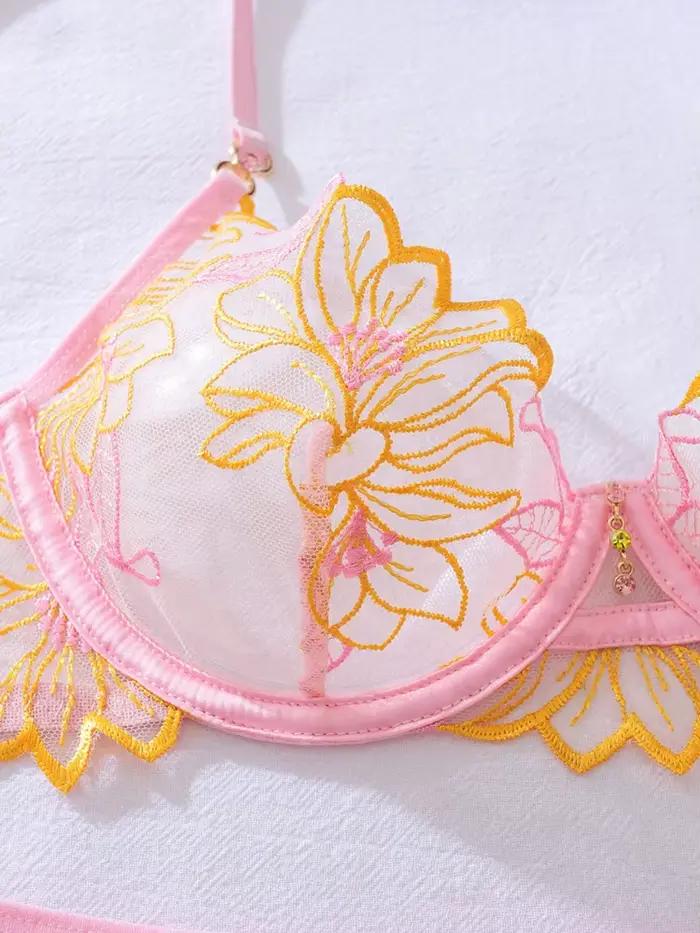 Nouvelle Lingerie Délicate Belamimi – Ensemble de 4 Pièces en Dentelle Transparente Sexy, Motif Floral, Luxe Intime, Dentelle Sans Censure, Ensembles de Culottes Sensuelles