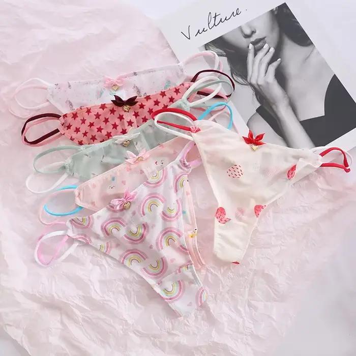 Culotte Sexy transparente taille basse, sous-vêtements sans couture pour femmes et filles mignonnes, Lingerie en maille, tongs érotiques, nouvelle collection 2024