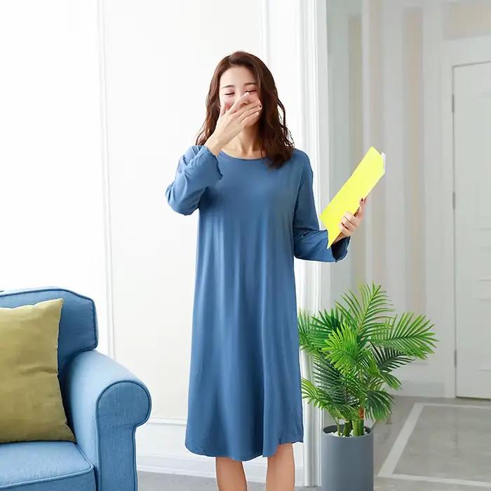 Robe de nuit modale femmes nouveau printemps chemises de nuit L XL XXL grande taille robe de chambre nuisette décontractée à manches longues vêtements de nuit chemise de nuit