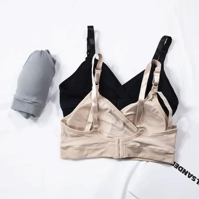 Soutien-gorge d'allaitement sans couture à ouverture frontale pour la grossesse, l'allaitement post-partum et le maintien et le soutien de la silhouette.