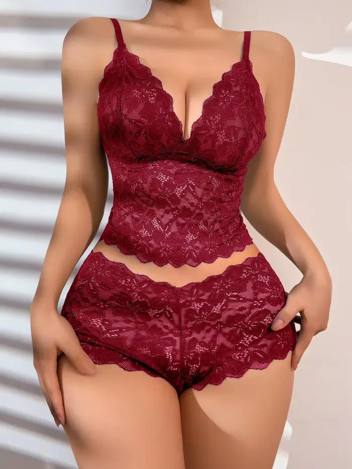 Ensemble de lingerie sexy en dentelle florale transparente pour femme, soutien-gorge sans armatures et sans rembourrage, culotte, sous-vêtements romantiques et confortables, cadeau pour les sorties qu