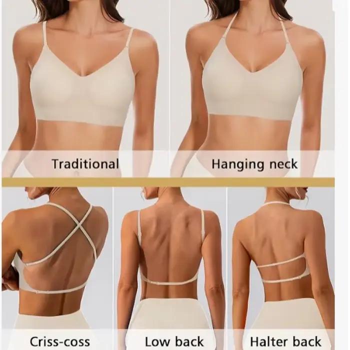 Soutien-gorge sans fil pour femmes, col licou, noir, plusieurs Styles de dos, tissu extensible, bretelles réglables, doux et confortable, Lingerie à usage quotidien