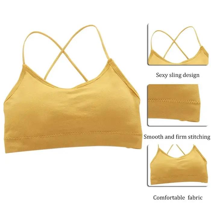 Soutien-gorge Push Up respirant à bretelles croisées pour femme, brassière de sport, yoga, gym, fitness, beauté du dos