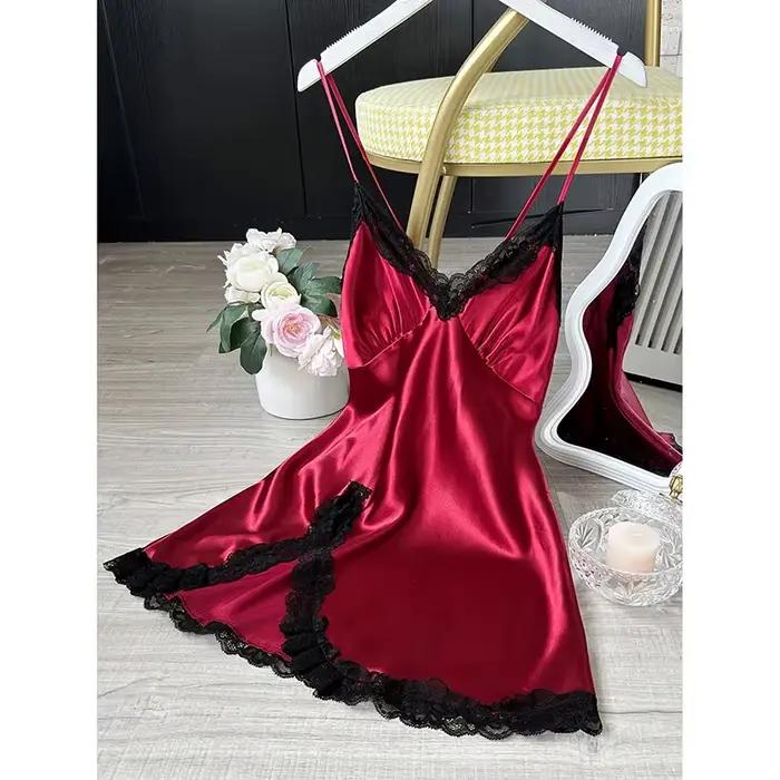 Chemise de nuit sexy en dentelle patchwork, lingerie, robe de mariée en soie, vêtements de nuit pour femmes, nuisette sexy