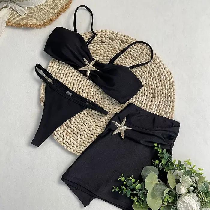 DEBAIOR 3 pièces Bikini femmes maillot de bain maillot de bain pour femme Sexy Bikini ensemble maillot de bain maillot de bain Biquini jupe brillant couverture Ups