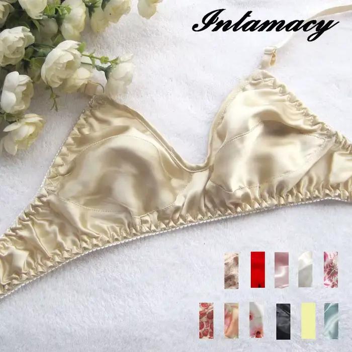 InjBoutique-Soutien-gorge double face en soie, sans fil, sans doublure, confortable pour la santé, relax, sous-vêtements, 100% r