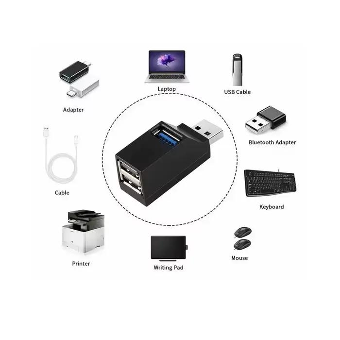 Adaptateur HUB USB 3.0, Mini boîtier répartiteur 1 à 3 ports, USB 2.0 haute vitesse pour PC portable, lecteur de carte U Disk