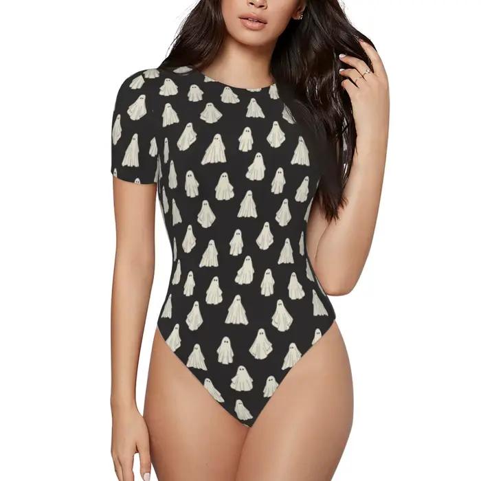 Bodys ajustés personnalisables pour femmes, à haute élasticité, à manches courtes, vêtements DIY, images et textes personnalisés comme cadeaux
