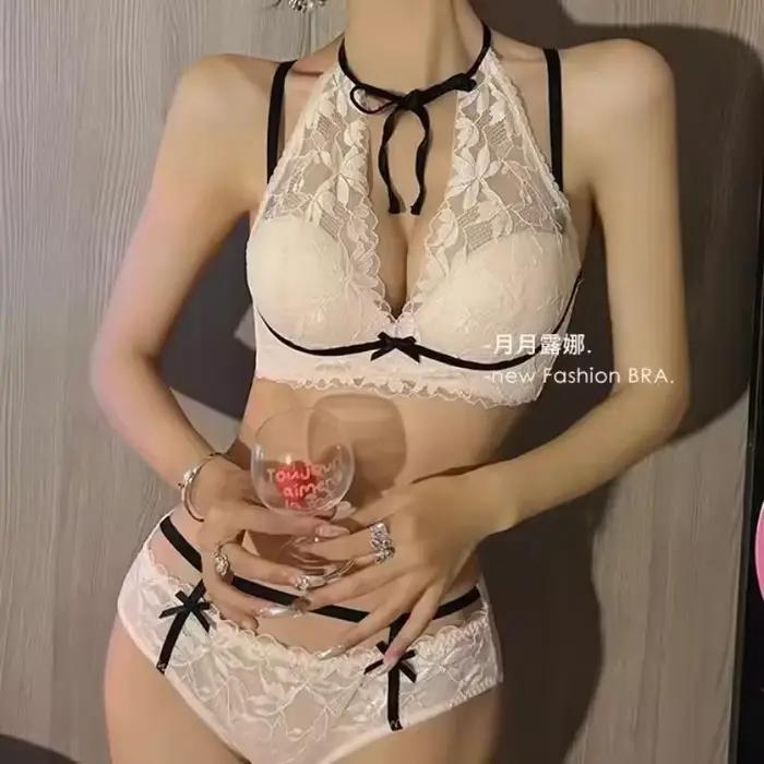 Nouveau Soutien-gorge licou français pour femmes avec petits seins et soutien-gorge en dentelle sexy