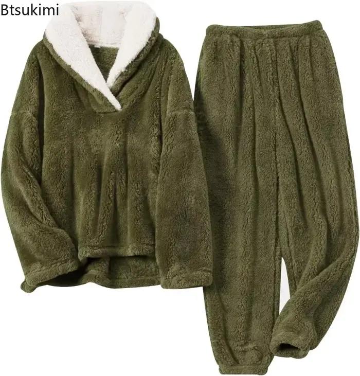 Ensemble pyjama pour femmes, doux, confortable, moelleux, vêtements de nuit, pulls à manches longues, pantalons, ample, peluche, chaud, vêtements de maison, nouvelle collection 2026