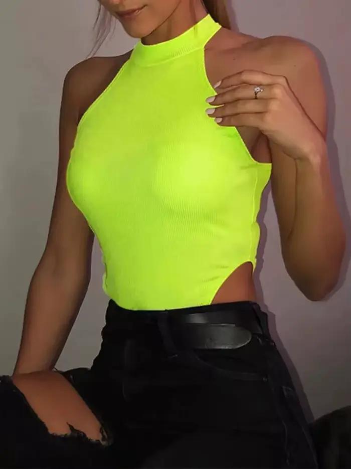 Sexy neon přiléhavé body bez rukávů s odhalenými zády