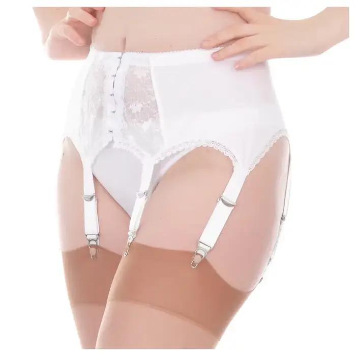 Jarretelles en dentelle transparente pour femmes, Lingerie Sexy, sous-vêtements transparents, ceinture de taille réglable à Double boutonnage pour bas