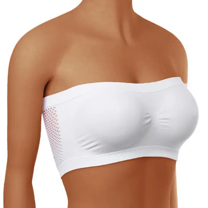 Femmes Bandeau extensible soutien-gorge sans bretelles à la mode été maille solide soutien-gorge sans bretelles adapté aux hauts à une épaule