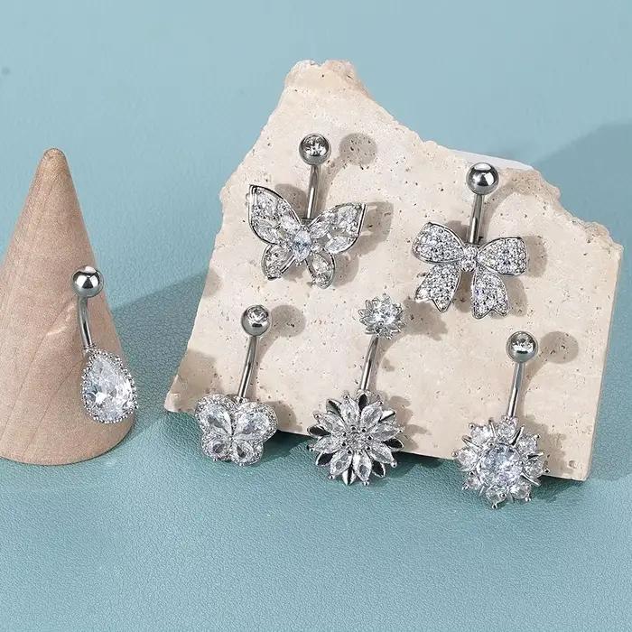  1pc nombril Piercing pour femmes Zircon lune papillon nombril anneau Cartilage nombril boucle d'oreille bijoux Piercing ombligo