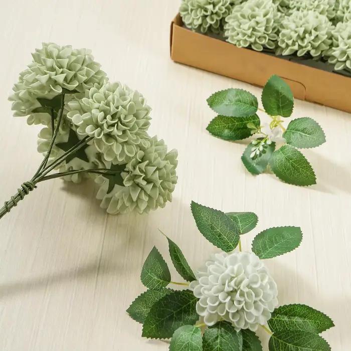 Roses vertes sauge et fleurs de Dahlia, 25 pièces, pour la décoration de la maison, cérémonie de remise de diplôme, Festival, célébration, fête d'anniversaire