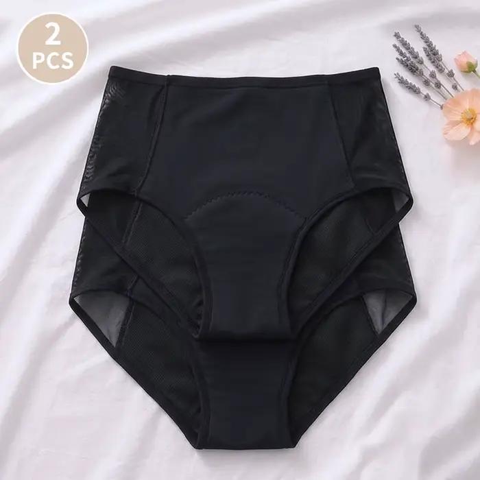 Lot de 2 culottes menstruelles absorbantes, culottes menstruelles pour flux abondant, sous-vêtements post-partum, culottes taille haute pour incontinence, grande taille