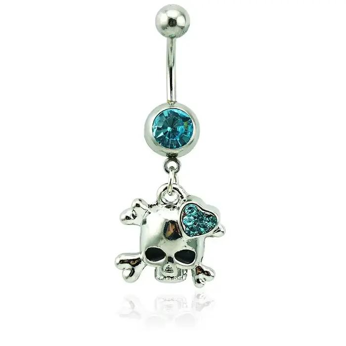 Piercing de nombril pour femmes, nouvelle mode, Design de tête de squelette Sexy, bijoux de danse du ventre Non allergiques, vente en gros