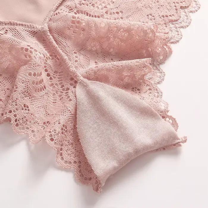Culotte en Dentelle Transparente pour Femme, Sous-Vêtement Romantique, Sans Couture, Couleur Unie, Taille Basse