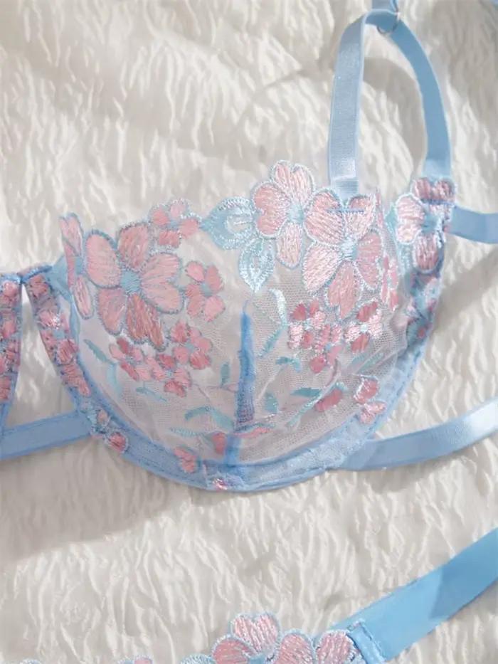 Lingerie ultra sexy, magnifique lingerie féminine, ensembles exotiques en tulle, broderie délicate, ensemble soutien-gorge et culotte, lingerie sexy pour jeunes femmes